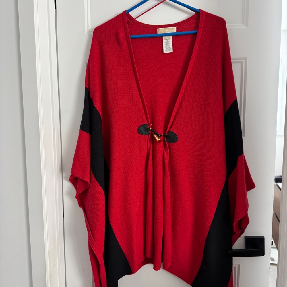 MICHAEL Michael Kors Red and Black Women's Poncho